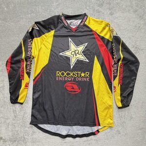 Answer Racing Shirt Mens Large Black Rockstar Energy Drink Jersey Long Sleeve